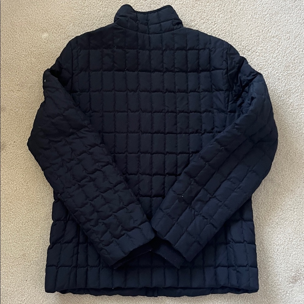 J. Crew Quilted Black Jacket Size Medium 60% Down Filling Zip Front - Picture 9 of 11